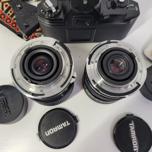 Nikon EM 35mm SLR Film Camera Lot Tamron LENS 70-210 And 28-70mm Rokunar Flash - Picture 8 of 10